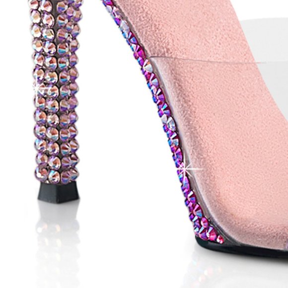 Rhinestone Slide On High Heel Shoes - Picture 5 of 7